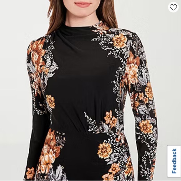 Clover And Sloane Womens Long Sleeve Floral Sheath Dress NWT - Picture 3 of 12